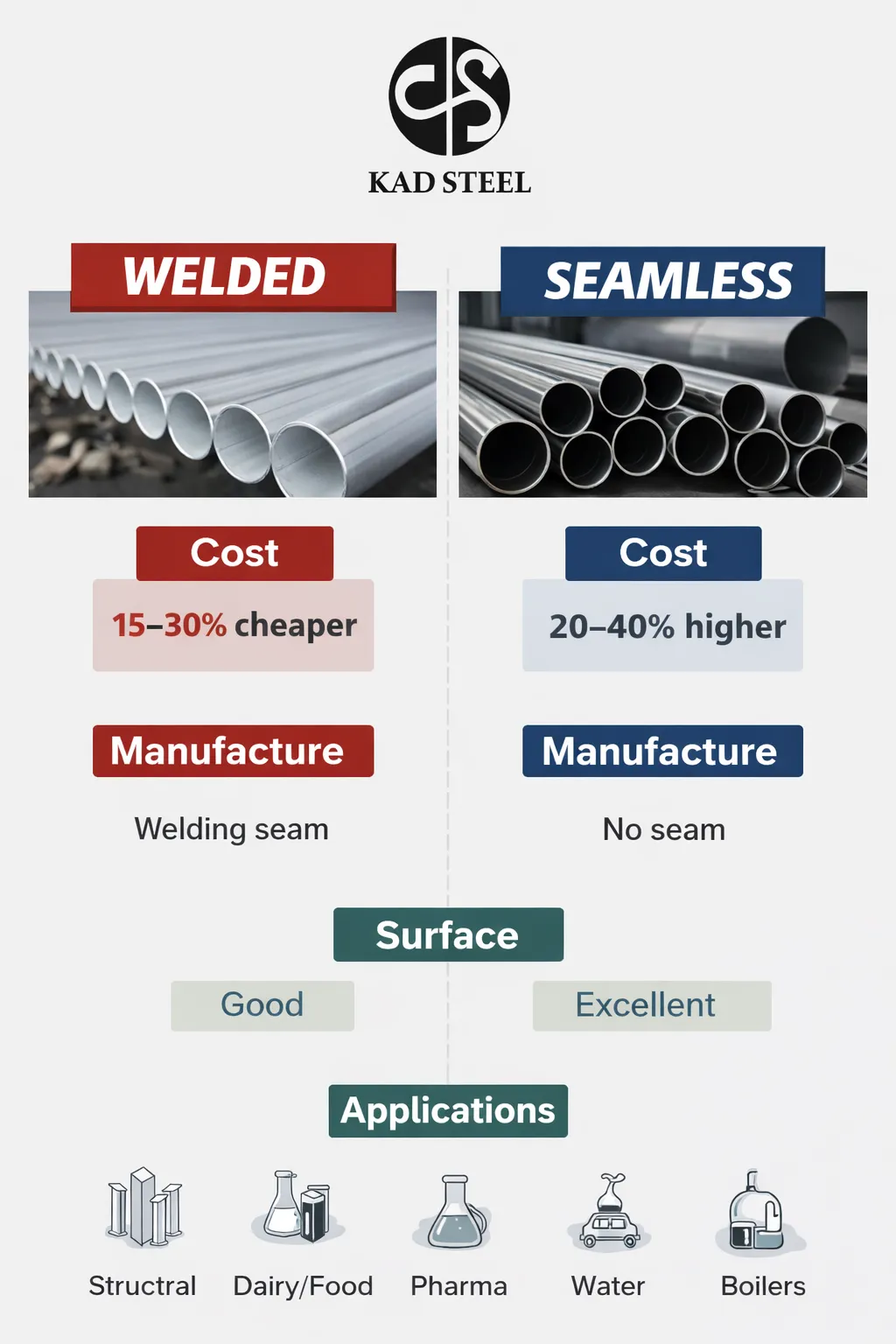 SS Welded vs Seamless Pipes – Cost, Strength & Application Comparison
