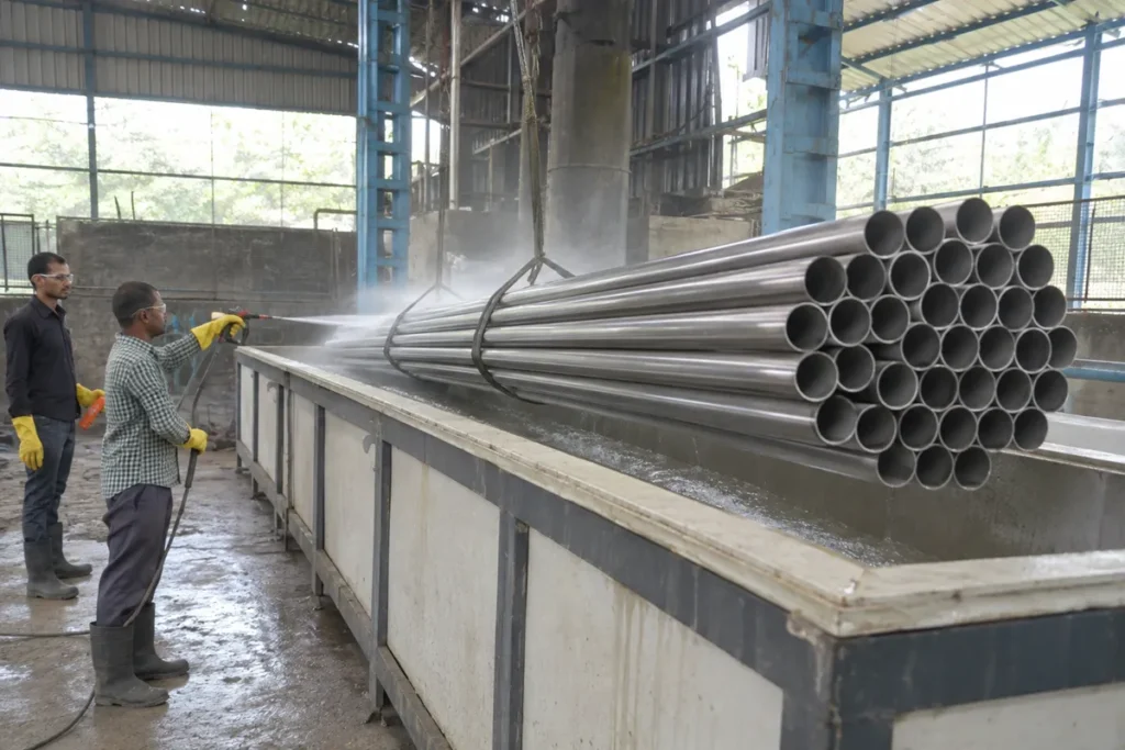 SS 316 L Round Pipe Washing